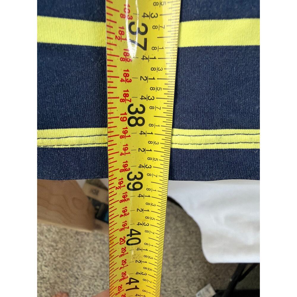 J McLaughlin Dress Large Catalina Cloth Lynn Henley Blue Yellow Stripe Stretch - Picture 7 of 8